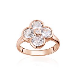 Rose Gold plated sterling silver White Topaz Flower - CE-R05